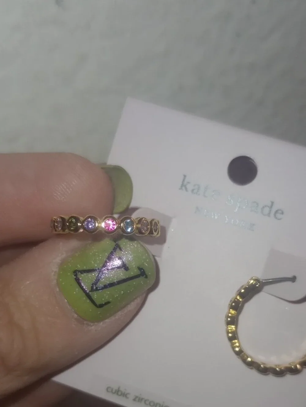 kate spade gold Tone Multi Color Gemstone hoop earrings